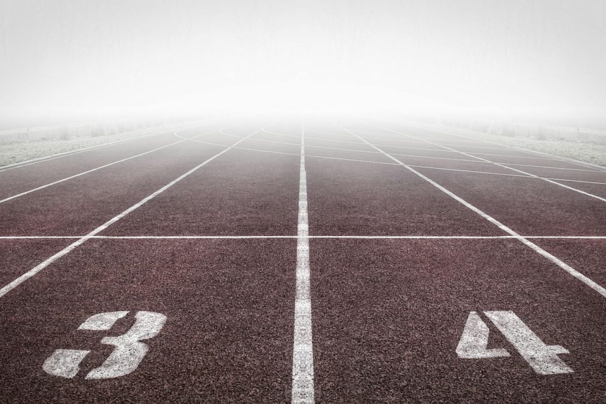 brown and white track field